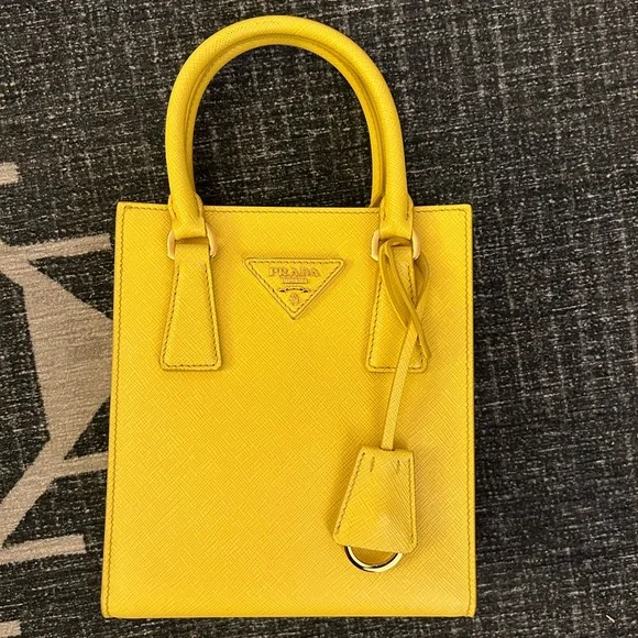 NWT Prada Saffiano Sunny Yellow Mini Tote - Picture 9 of 12